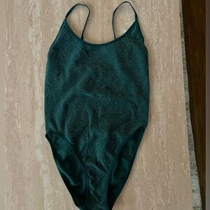 Forever 21 Teal Sparkle One-Piece Bodysuit